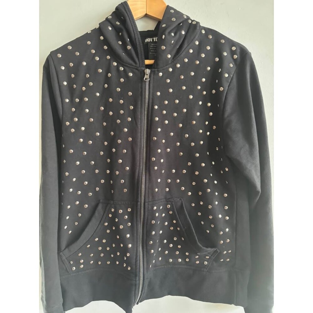 Vintage Hot Topic Studded Zip-Up Hoodie Black Y2K Punk Grunge XL